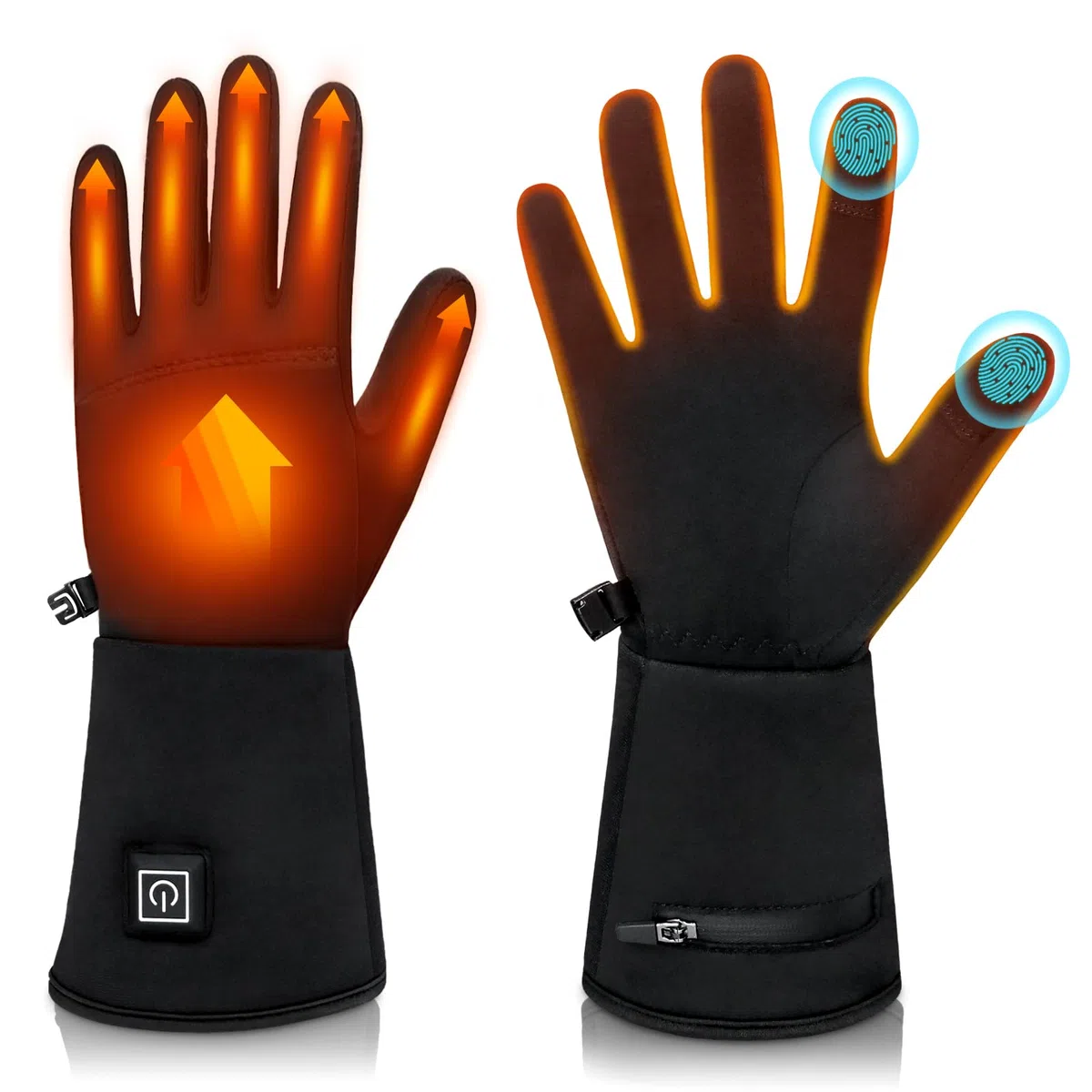 seenlast Gants Chauffants Homme Femme, Gants Chauffants Fins avec Batterie 7,4V 2200mAh Rechargeable, 3 Températures Réglables, Écran Tactile, Heated Gloves Chauffe Mains pour Ski Moto Randonnée