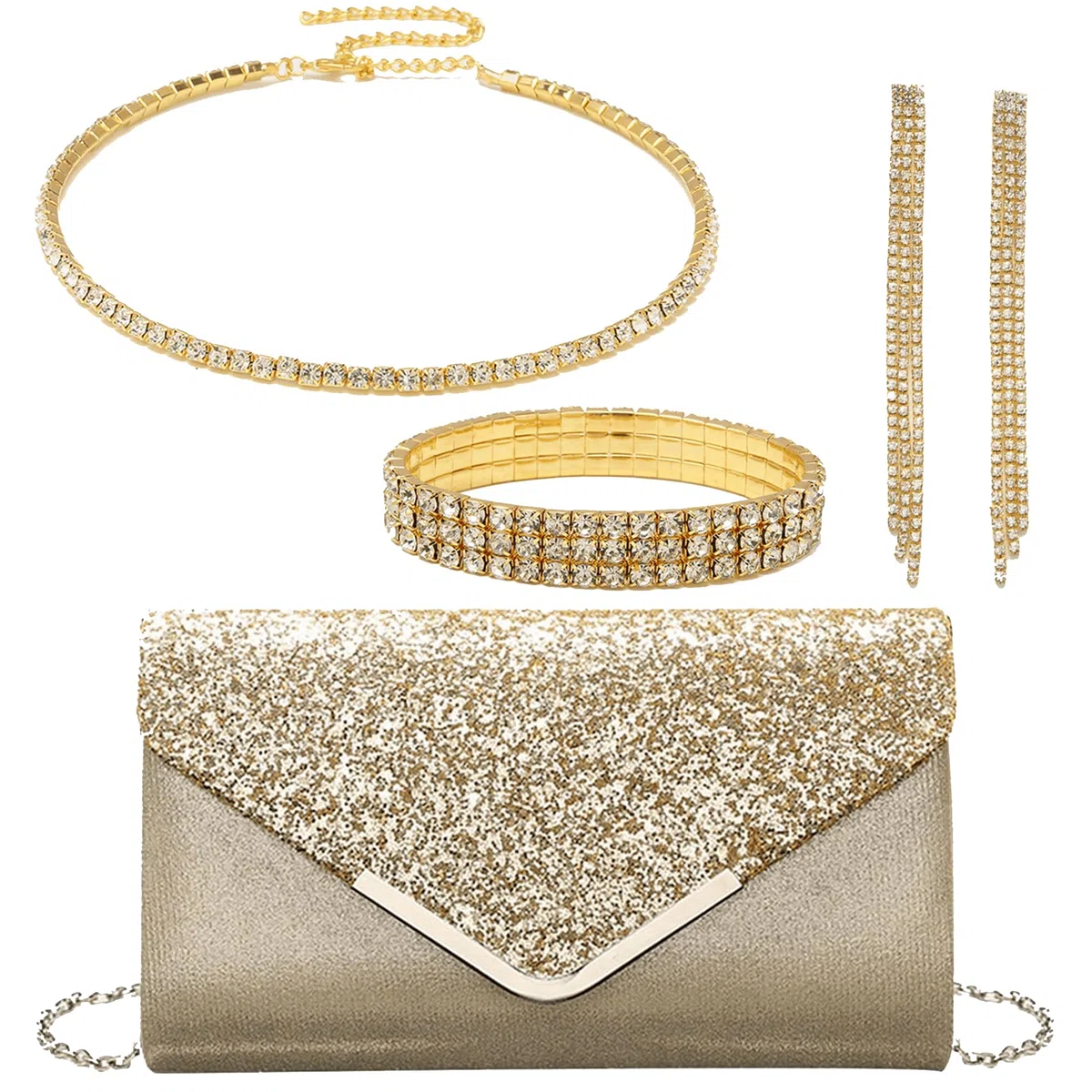 Lot de 4 sacs à main à paillettes pour femme - Sac à main de soirée ou de mariage - Accessoire de mariage - Pour bal de fin d'année - Élégant