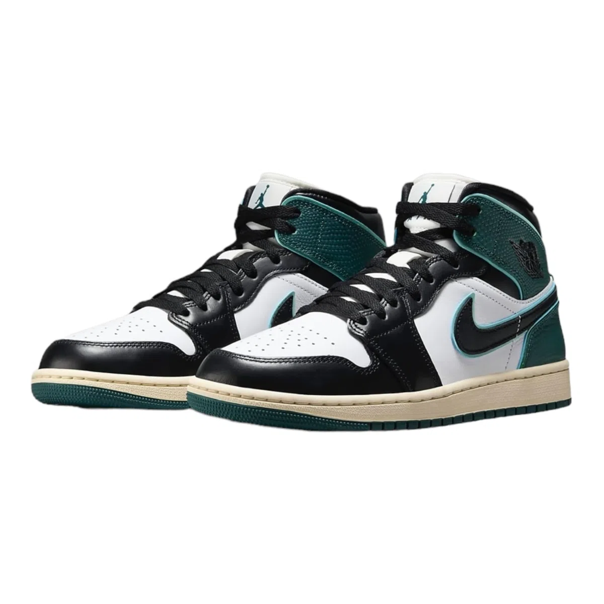 Jordan Nike Air 1 Mid FQ7818-100 Chaussures pour femme Blanc/noir/rose clair Pointure 42,5