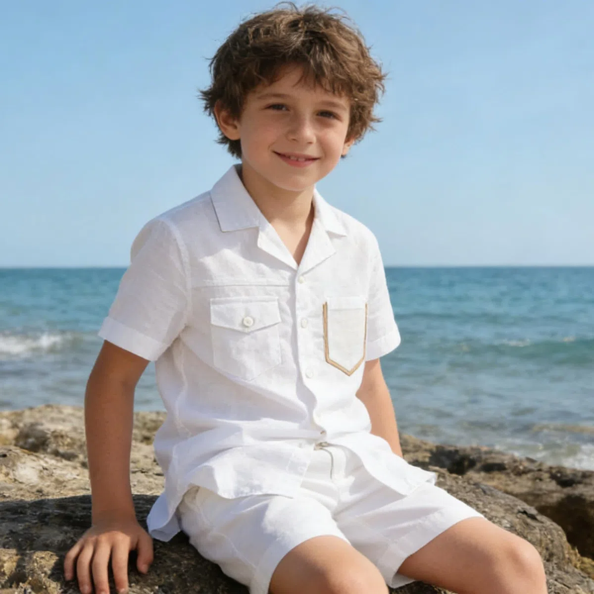 LOLANTA Ensemble Été Garçon en Coton et Lin, Chemise à Manches Courtes et Short, Tenue Légère et Respirante pour Enfant 5-12 Ans