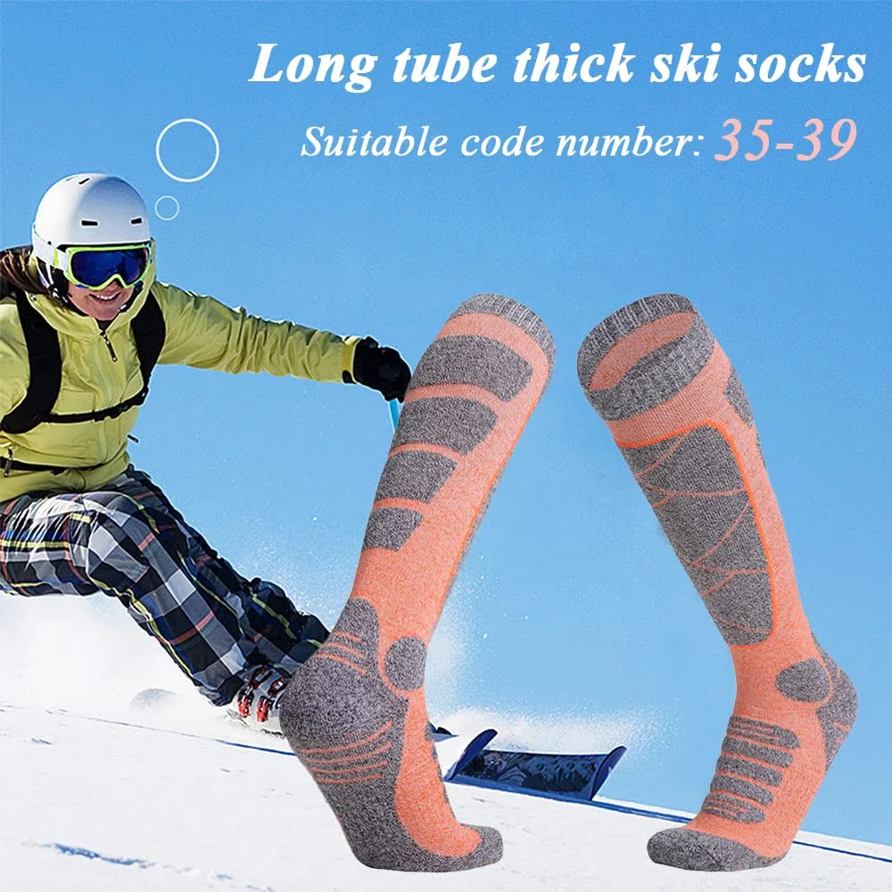 Bseical Lot De 2 Chaussettes De Ski Haute Performance Pour Femme Et Enfant 35-39, Pour Sports D'Hiver, Snowboard, Alpinisme, Randonnée