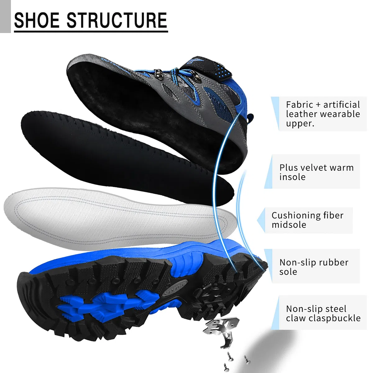VITIKE Garçon Chaussures en Coton pour Enfants Bottes de Neige Hiver Filles Chaussures de Randonnée