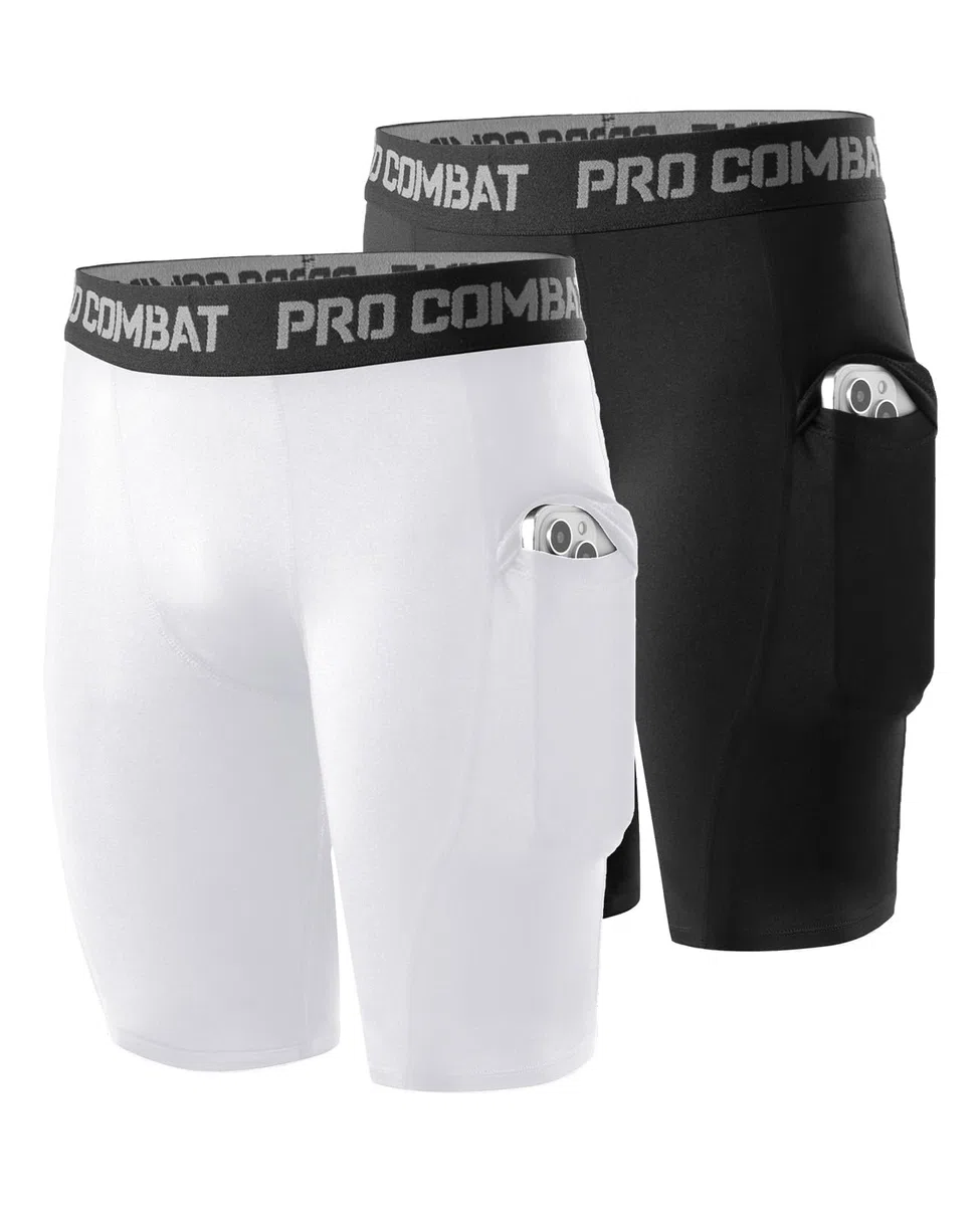 Niksa Short de compression pour garçon, couche de base performante, sous-vêtement d'entraînement, short de sport avec poches latérales