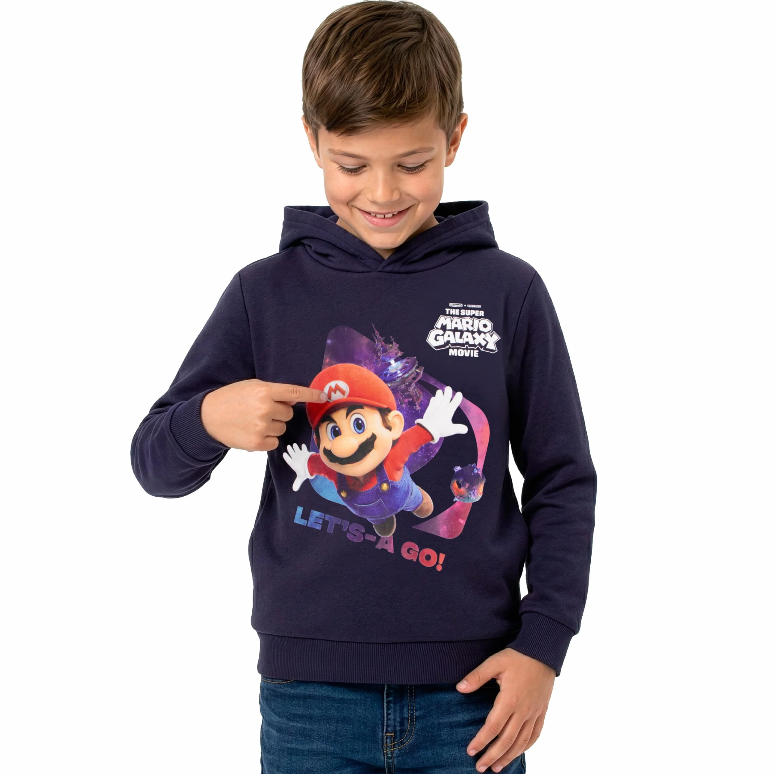 Super Mario Sweat A Capuche pour Garçon, Sweat-Shirt A Capuche Mario, Hoodie en Coton pour Garçon, Hoodies Galaxy Movie