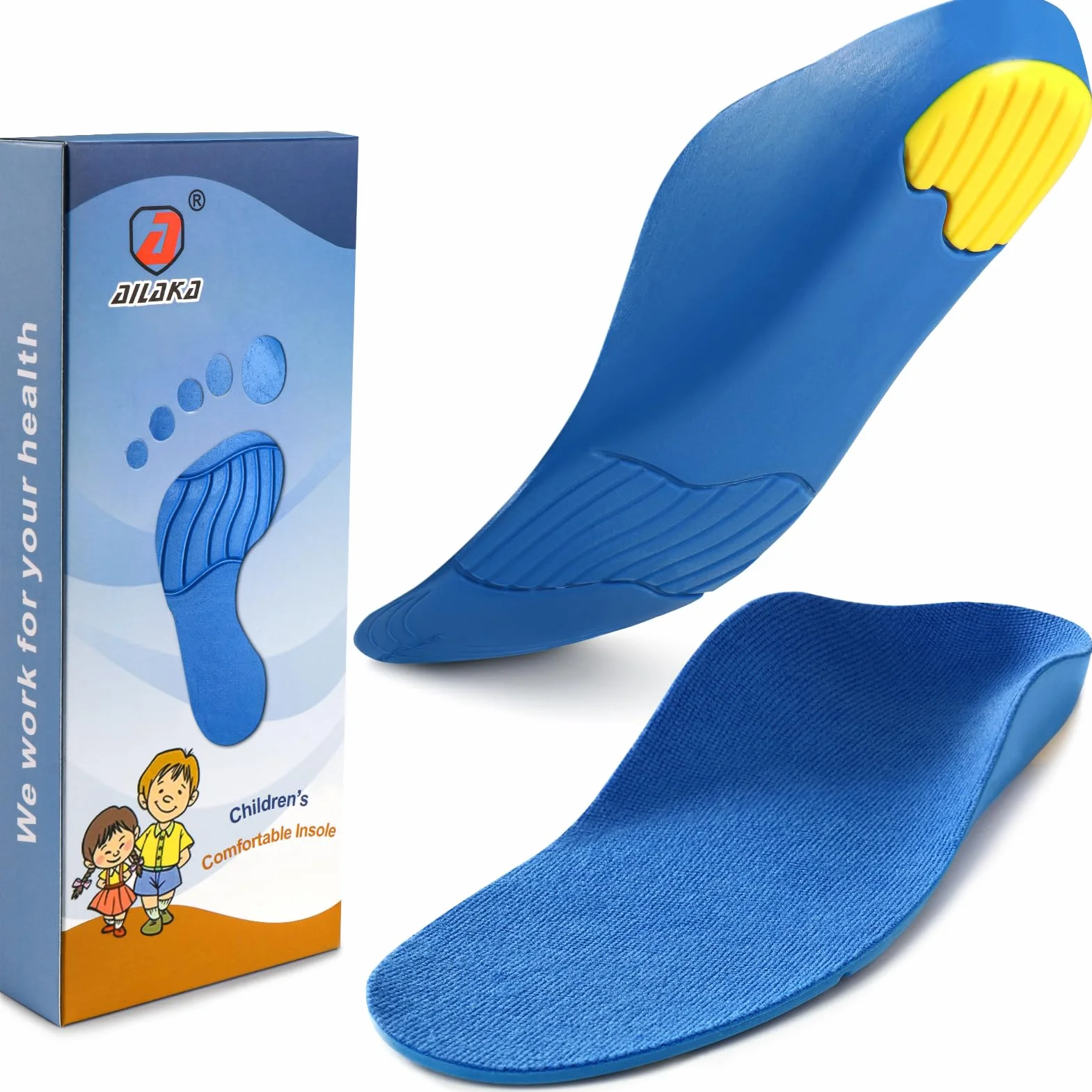 Ailaka enfants semelles orthopédiques soutien voûte plantaire, semelles de soutien de la voûte plantaire pour pieds plats, fasciite plantaire, soulagement des douleurs au talon