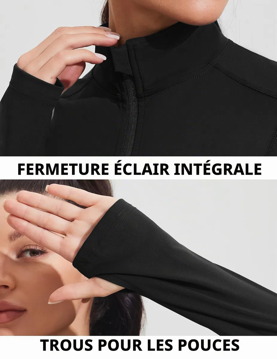 PINSPARK Veste De Course Pour Femme Veste De Sport à Manches Longues Veste D'entraînement Respirante