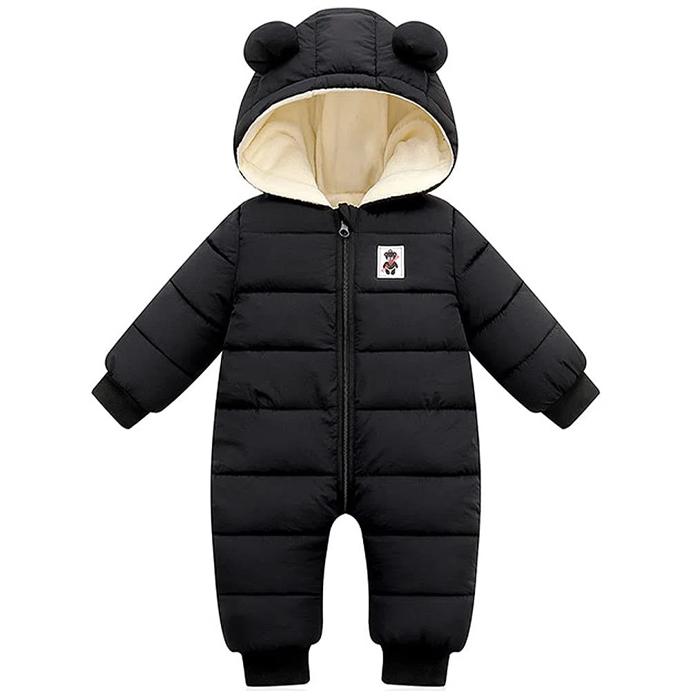 Combinaison de Neige Bébé Garçon Fille Barboteuse à Capuche Plus Velours Combinaison de Ski Grenouillère Épaissie pour Hiver