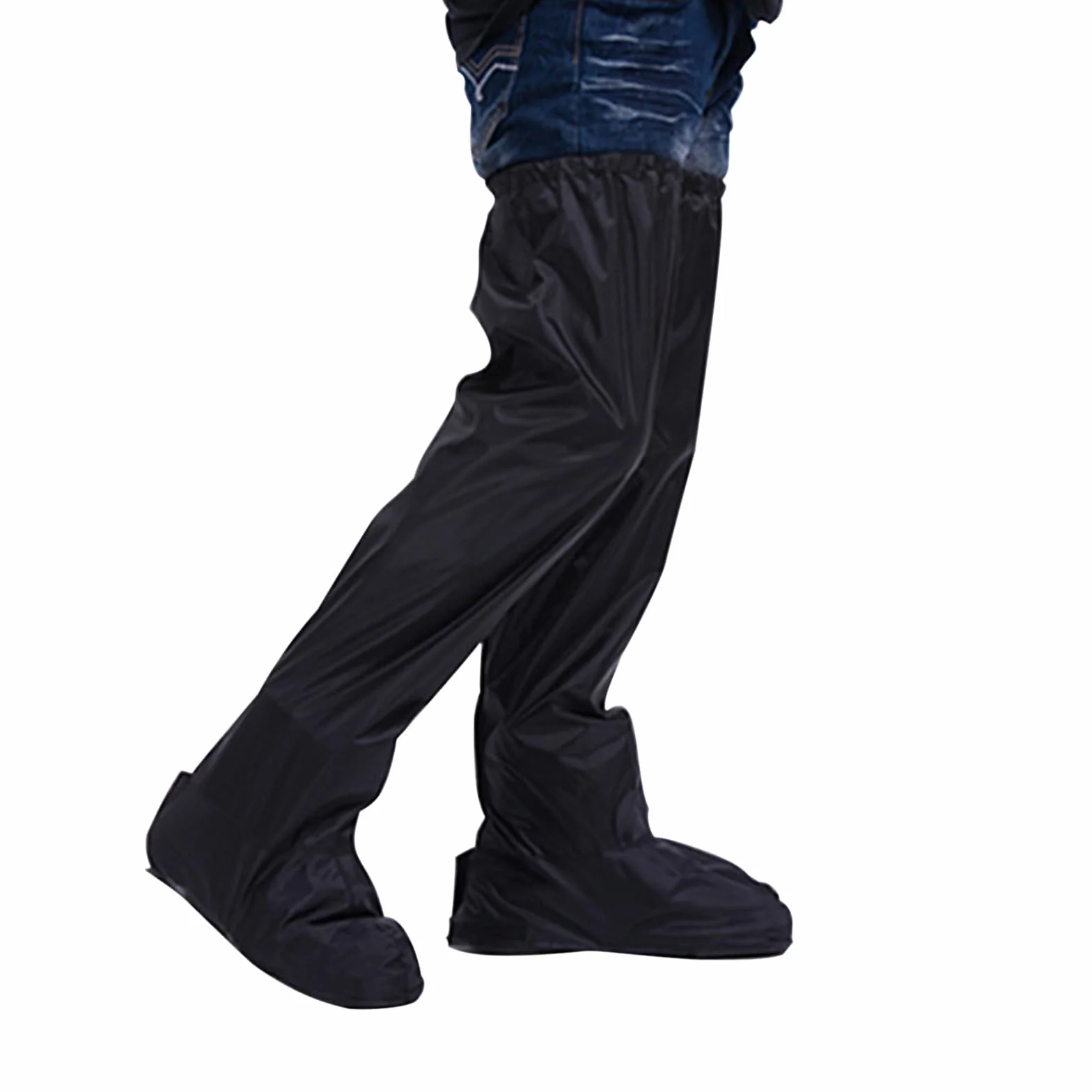 FakeFace Pantalon de Pluie Imperméable Noir Guêtres Longs de Cyclisme en Oxford Couvre Chaussures de Randonnée, Etanche Réglable pour Pluvieux Vélo Moto Randonnée Escalade, Randonnée Unisexe