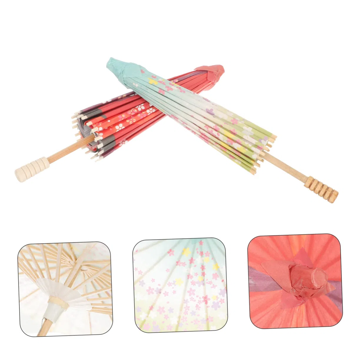 Lot de 2 parapluies japonais pour photographie et au design rétro et élégant pour décoration et célébrations