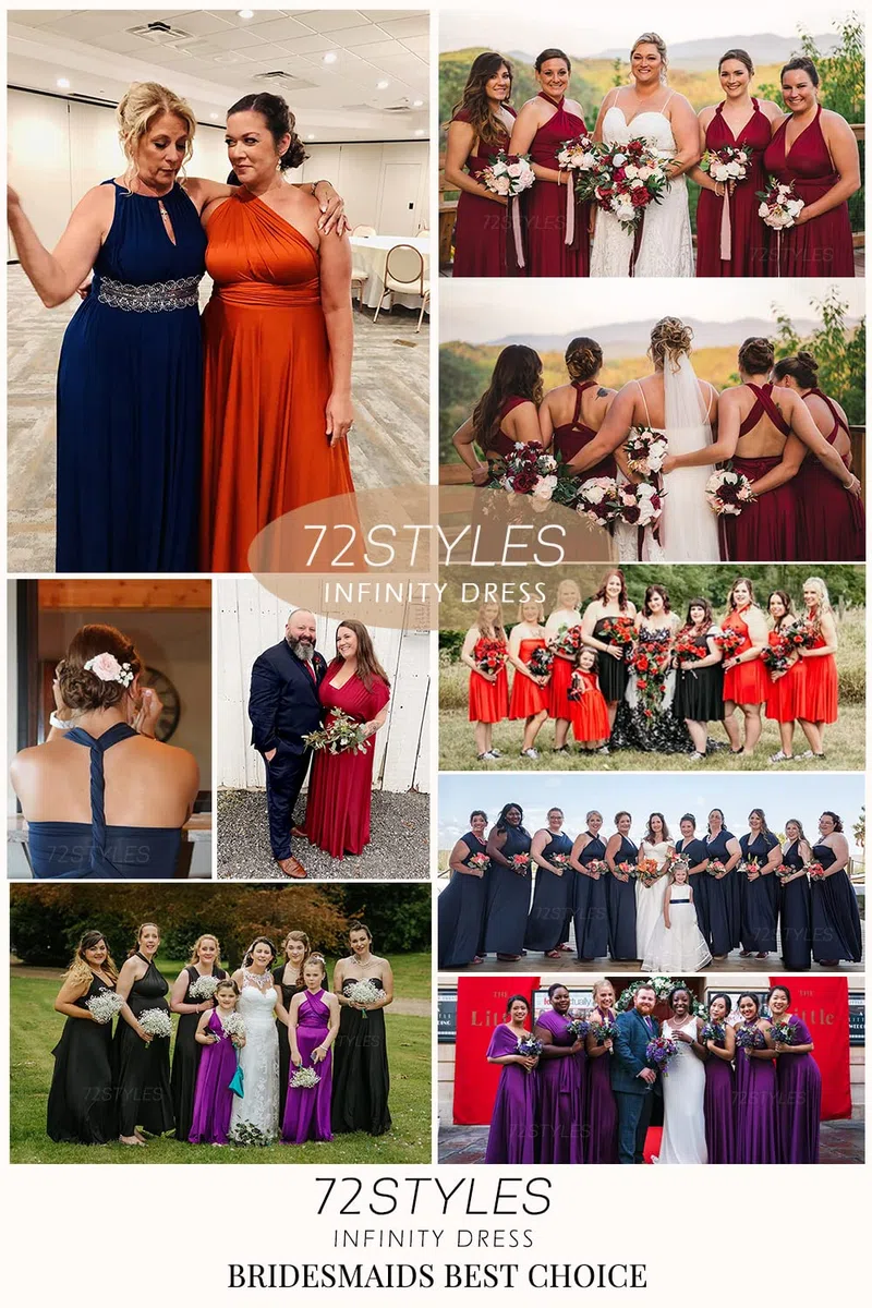 72styles Robe Infinity avec Bandeau, Robe Demoiselle d'honneur Femme Convertible, Longue, Grande Taille, Multi-Way, Soirée,Mariage Invitée