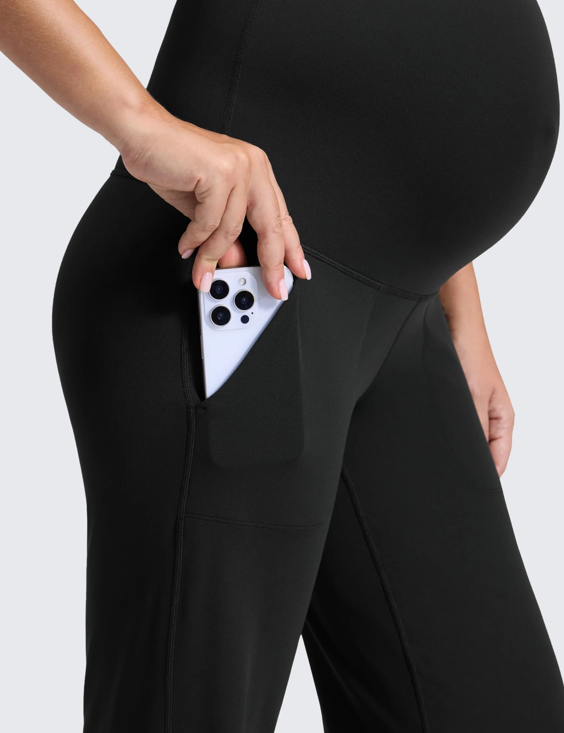 CRZ YOGA Butterluxe Pantalon Legging Évasé de Maternité avec Poches Yoga Entraînement - 80cm