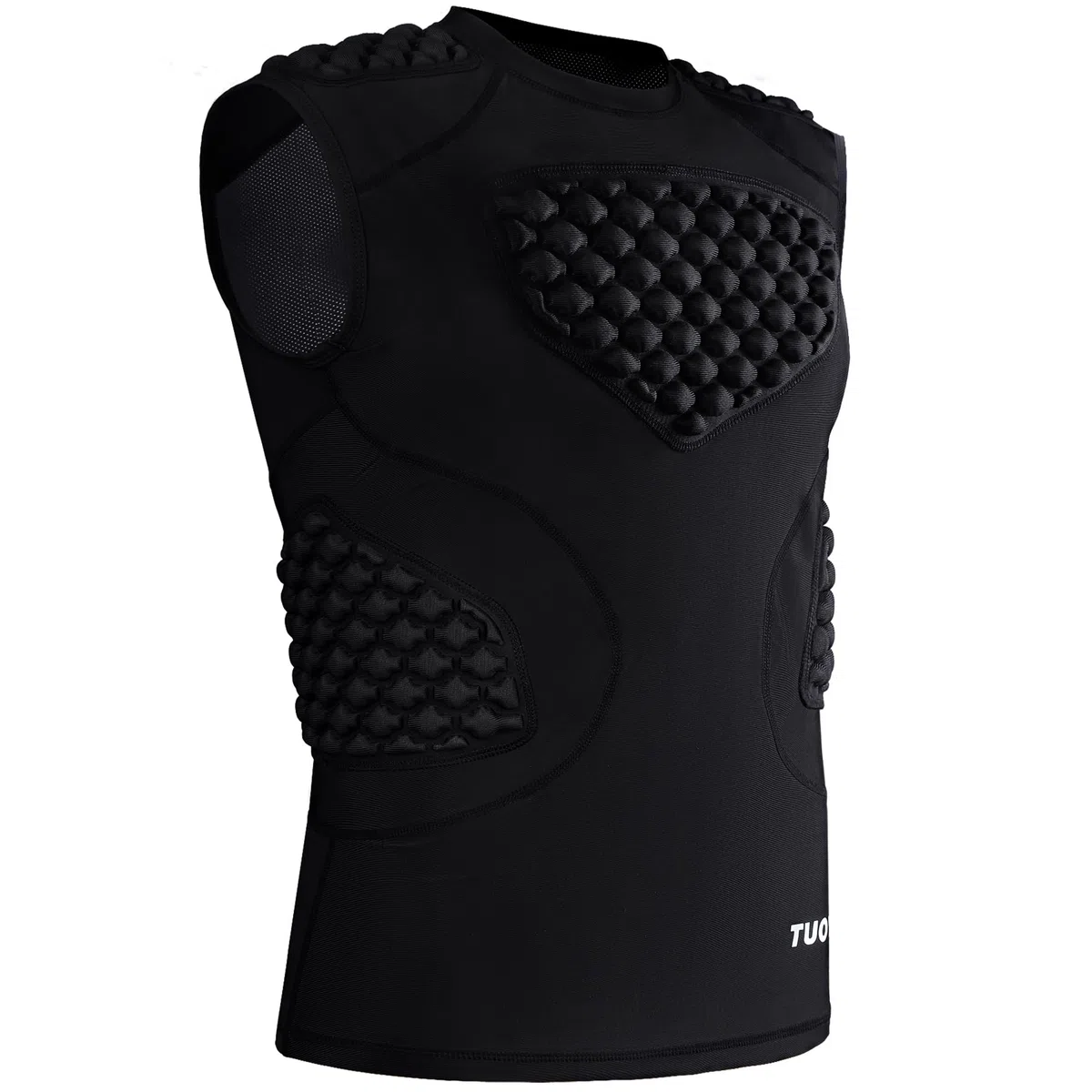 pour Homme garçons rembourré Compression Gilet Noir sans Manches pour Homme Rib Débardeur de Protection pour Rugby Basket-Ball Football Paintball Cyclisme et Autres Sports de Contact