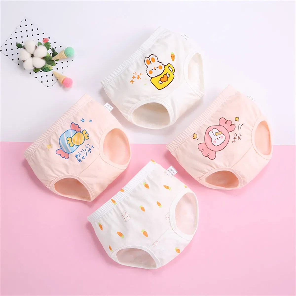 Sous-vêtements Filles String Filles Garçons Sous-vêtements Dessin animé Sous-vêtements Coton Slip de bain 4 pièces 14 ans