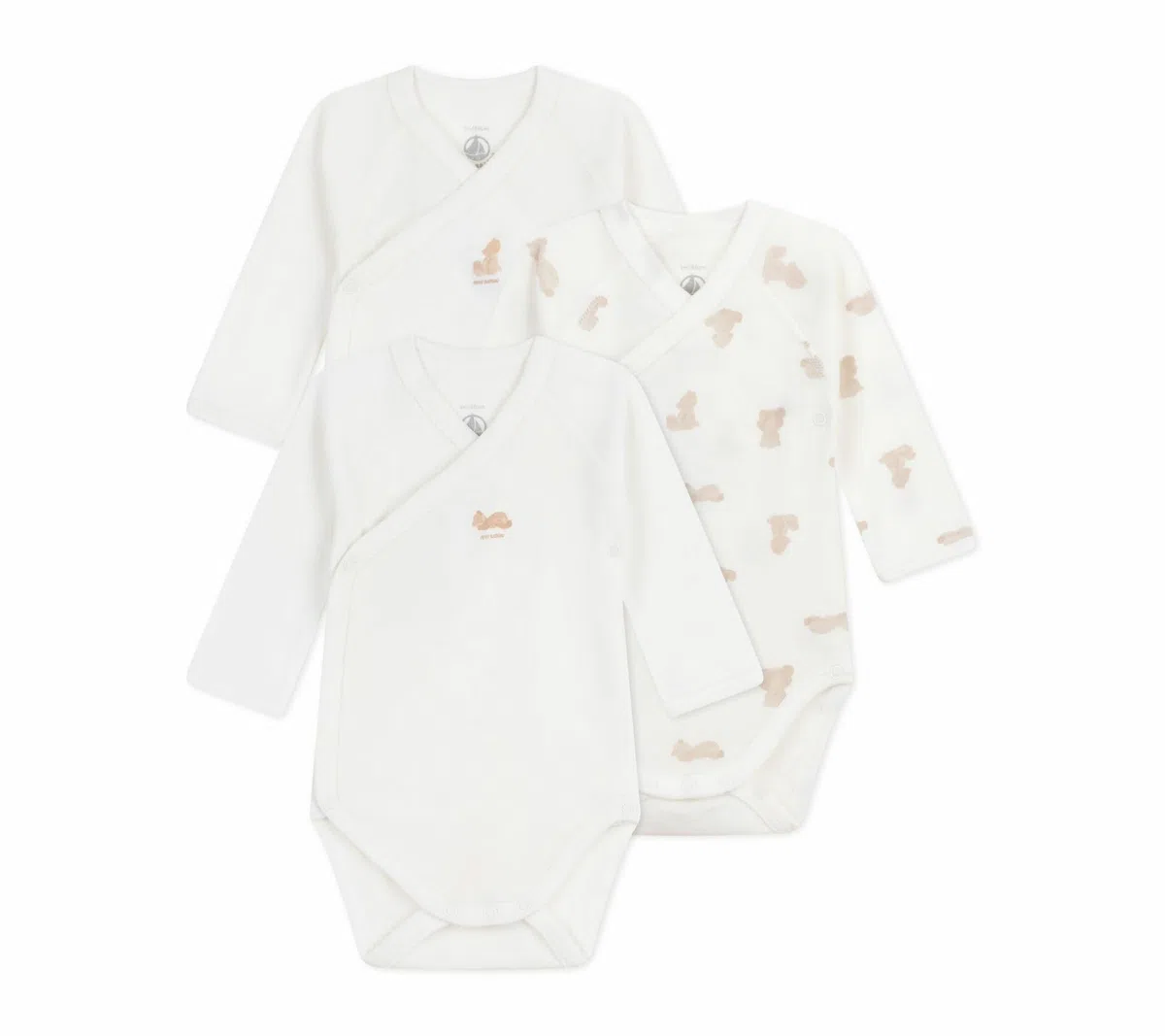 Petit Bateau Lot de Bodies Croisés Manches Longues en Coton Imprimé Bébé A0dzg00 Sous Vêtements JOUR Mixte bébé (lot de 3)