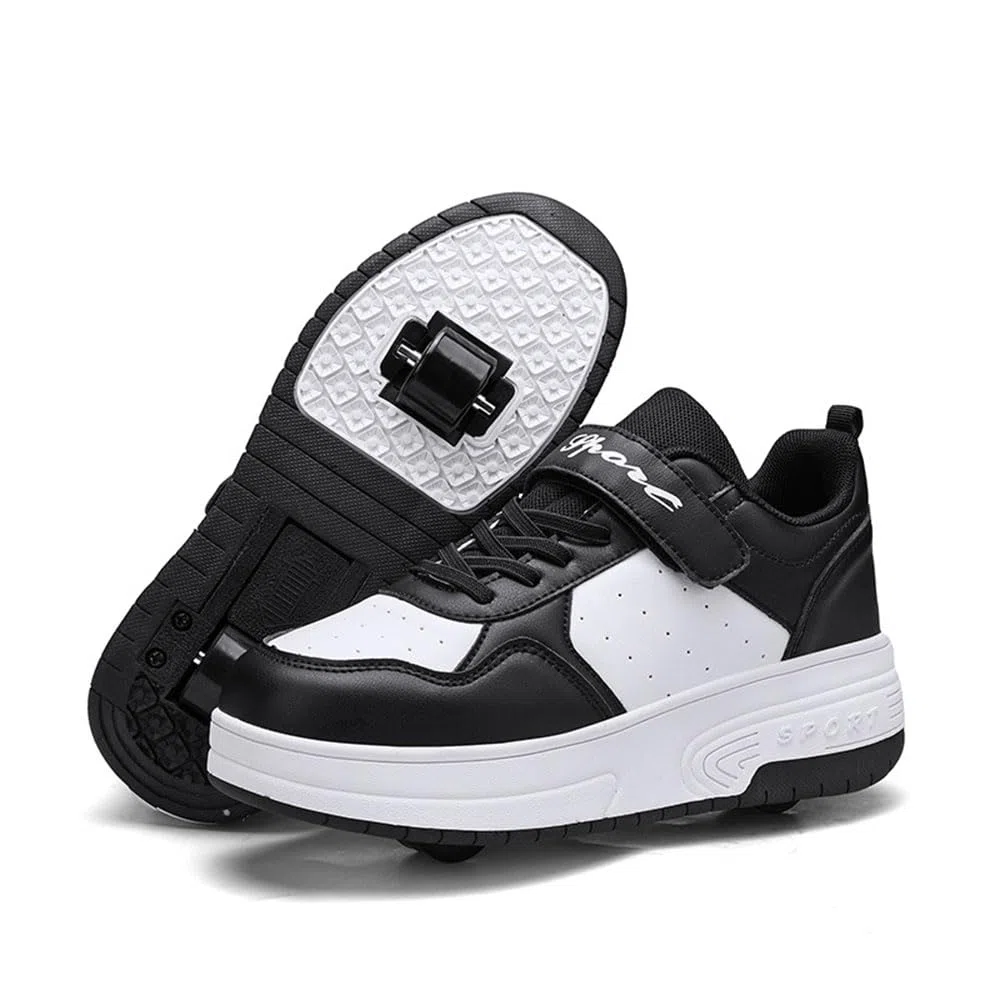 Hiseng Chaussure Roller Fille 28-40EU, Basket Roller pour Enfan Chaussure a Roulette Garcon Chaussure a Roulette Fille Garçons Chaussures Roller Roues Basket a Roulette Adolescents pour Extérieur