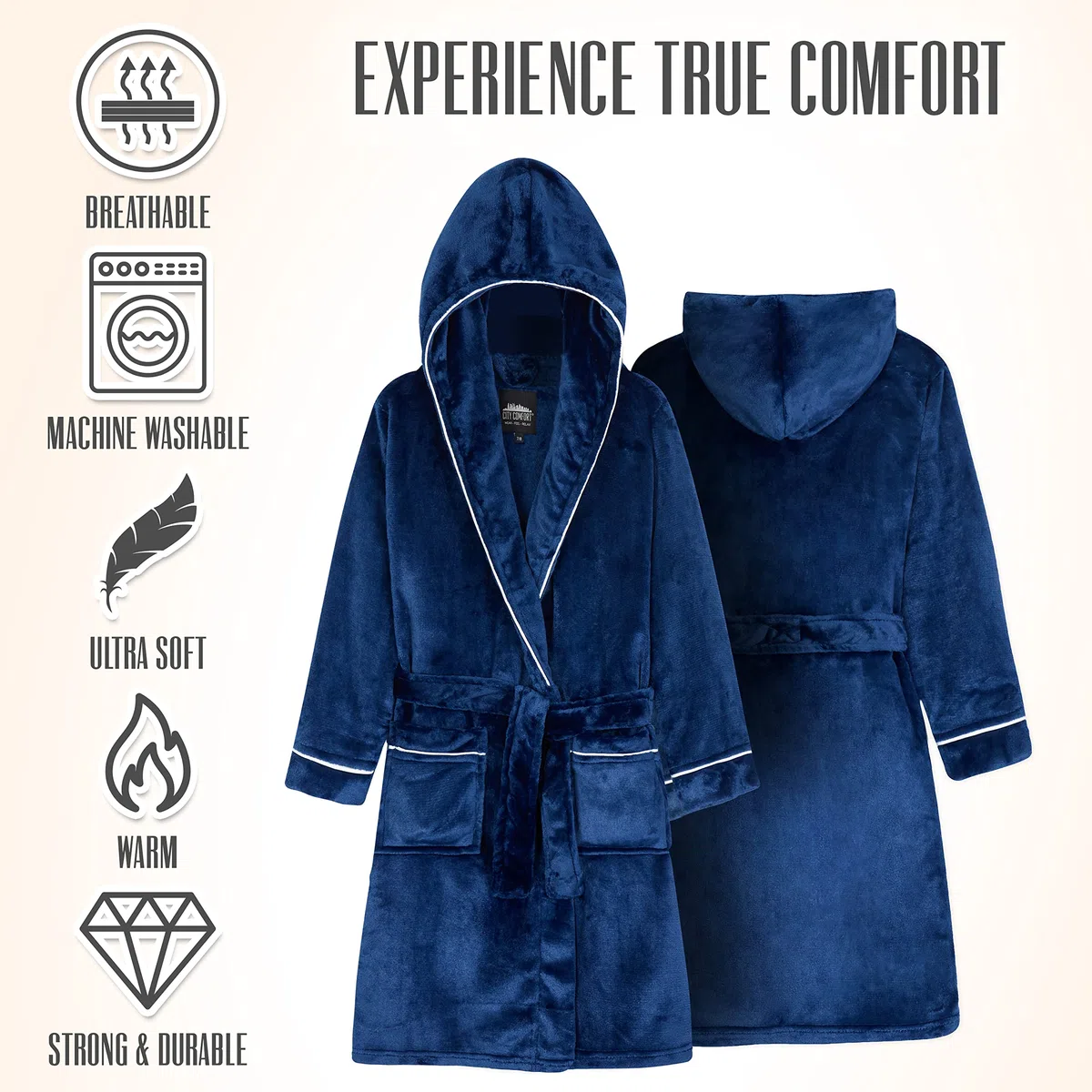 CityComfort Robe de Chambre Polaire Enfant, Peignoir Garcon en Polaire Douce