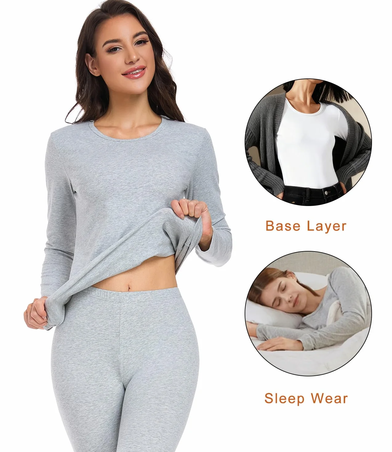 wirarpa sous Vetement Thermique Femme Légers Ensemble Haut Manches Longues et Pantalon