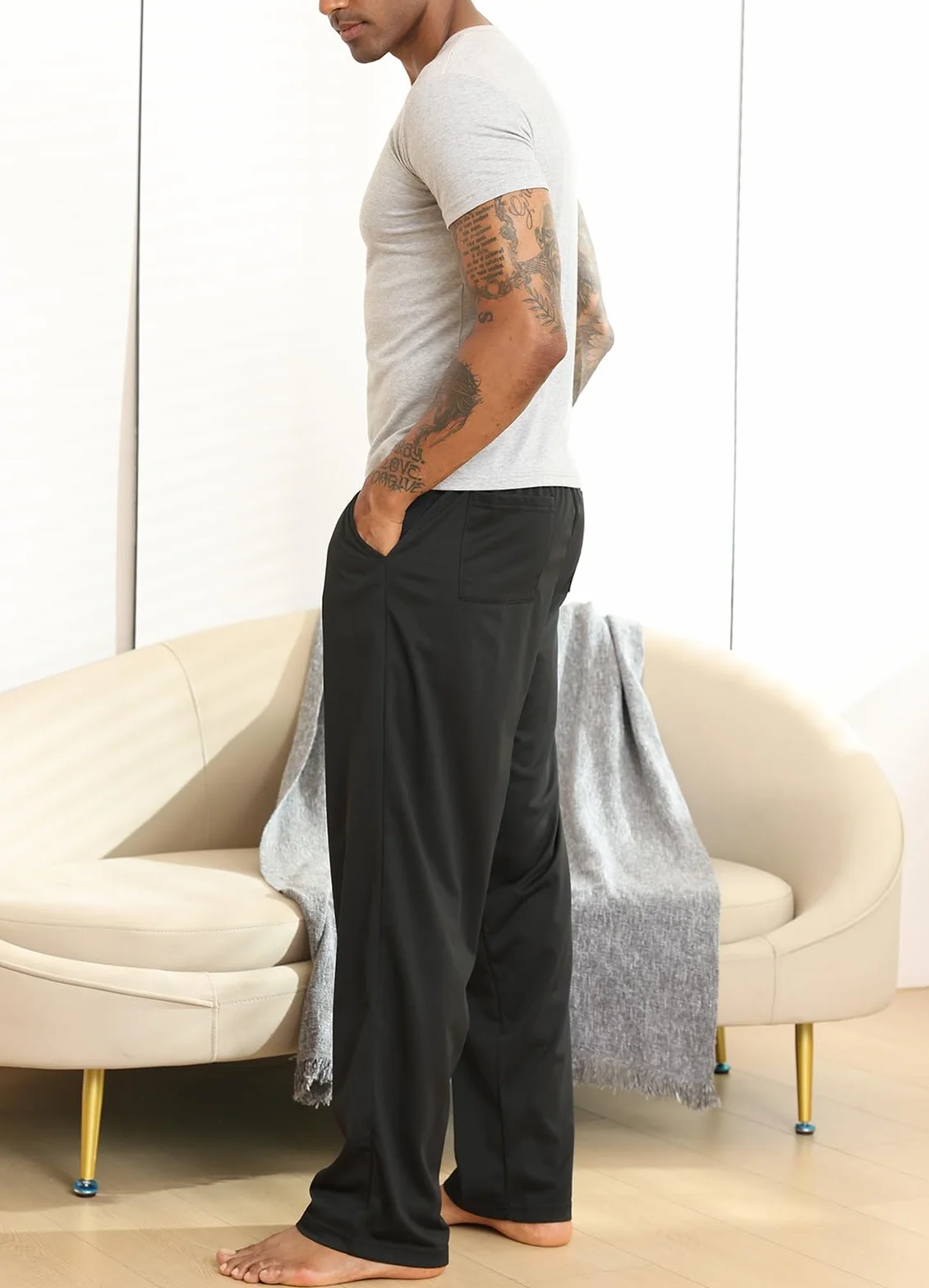 Halfword Pantalons de Sport Homme Jogging Loisirs Pantalon Survêtement Coupe Ample Poches Course à Pied