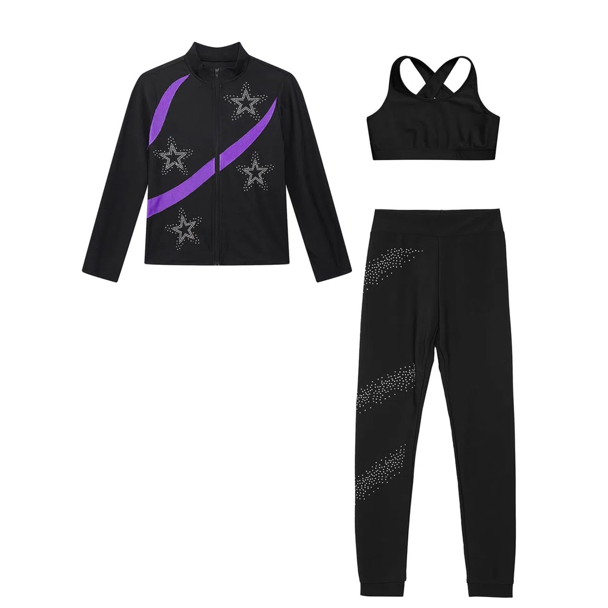 Ensemble De Sportswear pour Filles Costume De Patinage Artistique Pièces Tenue De Gymnastique Tenue De Danse Entraînement
