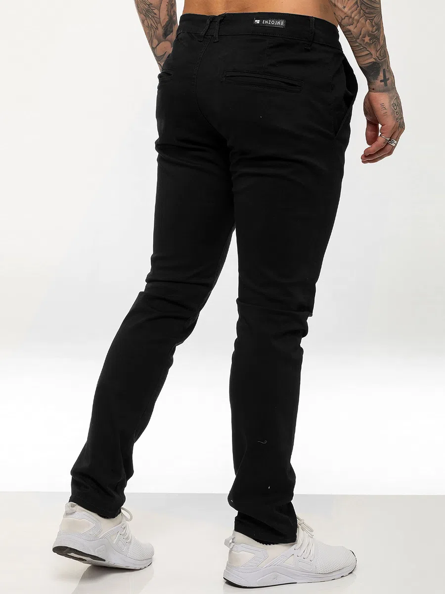 Pantalon Chino Jeans Stretch Coupe Ajustée Coton Homme avec Poches