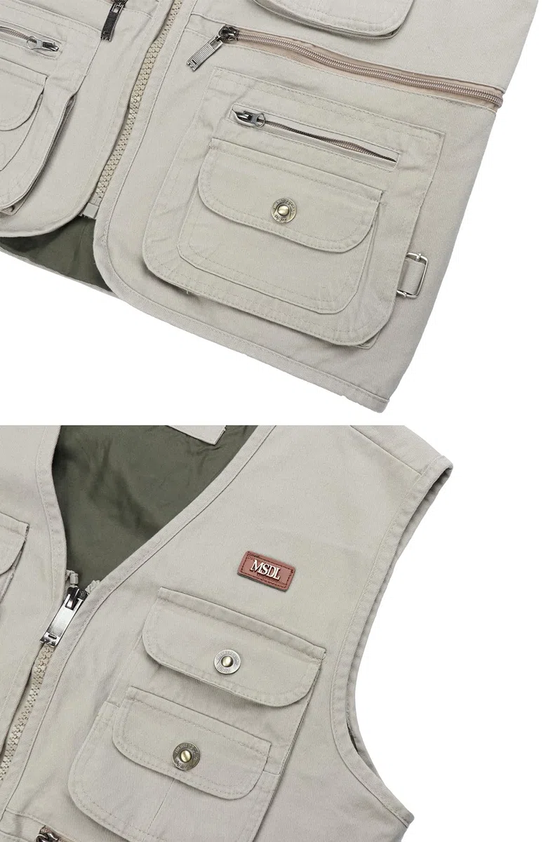 Hommes Gilet de Pêche Multi-Poches Gilet Photographie Chasse Veste Sans Manche de Plein Air Gilet Journaliste de Voyage Pêche