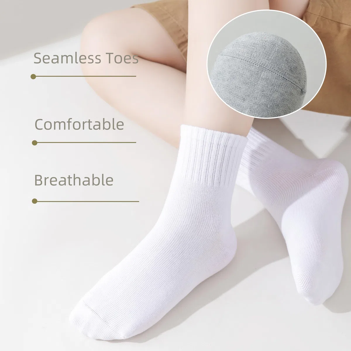 Marchare Lot de 6 paires de chaussettes sans couture pour enfants en coton avec rayures rétro