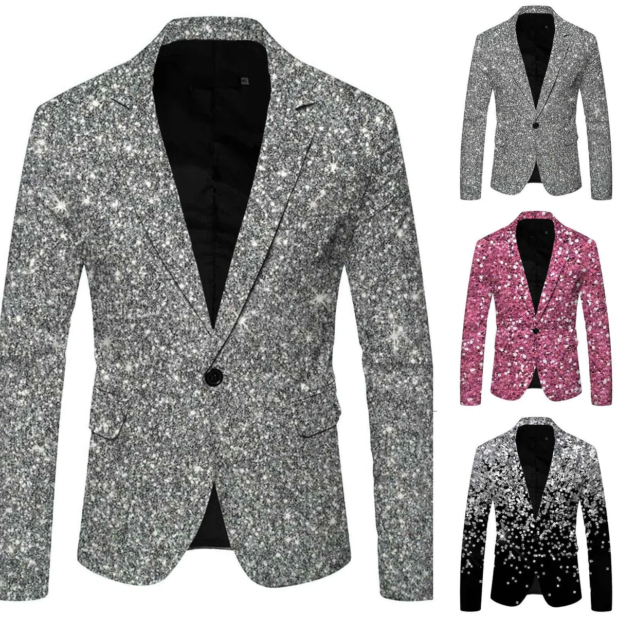 Veste à paillettes pour homme - Impression 3D - Coupe ajustée - Paillettes - Veste de costume des années 80 - Veste de costume pour homme - Costume de fête - Veste d'affaires respirante - Costume de