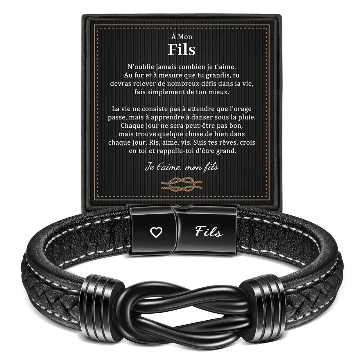 YELUWA Cadeau Fils de Maman, Bracelet avec Gravure Fils de Parents Maman Papa, Cadeaux pour Garçons Adolescents, 17e 18e 21e 16e Anniversaire Garçon, Bracelet Cuir pour Homme