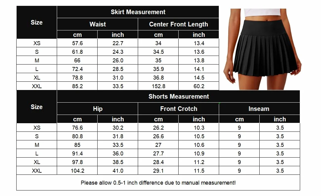 PINSPARK Jupe De Tennis PlisséE pour Femme, Taille Haute, Jupe Sport, Jupe-Short en V, Mini-Jupe, Jupe-Culotte avec Protection UV, Golf, D'EntraîNement, Course ExtéRieur