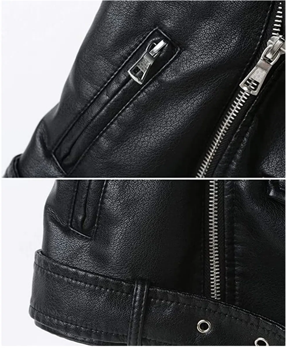 Veste en Simili Cuir sans Manche Enfant - Blouson Motard avec Fermeture éclair asymétrique - Manteau Printemps Automne Garçon Filles