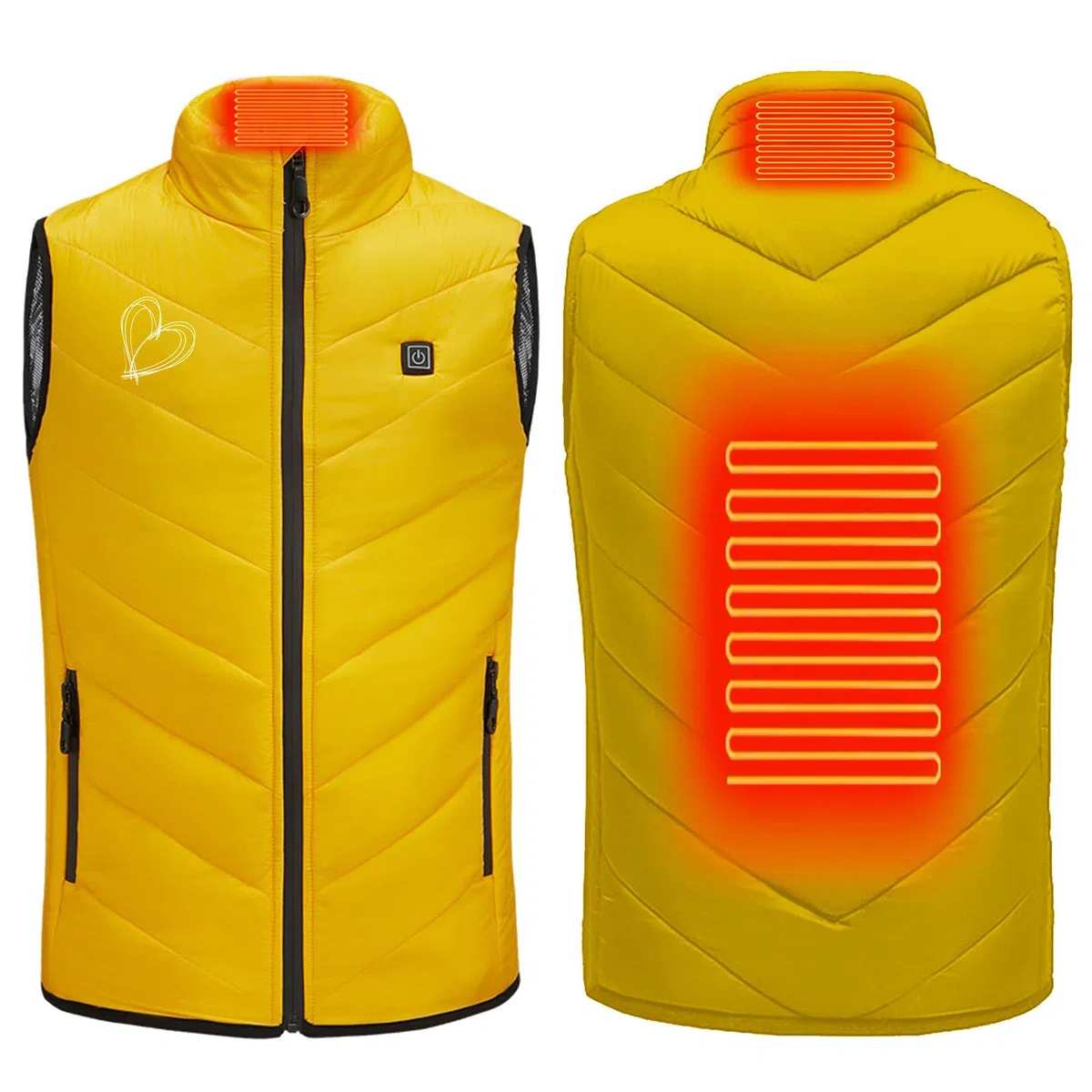 Générique Gilet Chauffant Pour Enfants Garçons Filles Vêtements Chauffants Imprimé Amour Mode Manteau Hiver 2 Zone Usb Intelligent Thermostatique Électrique Veste Chauffante Doudoune Enfants