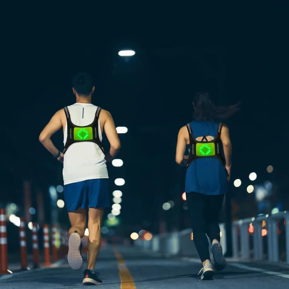 Gilet Réfléchissant LED Rechargeable par USB avec Feu de Signalisation à Distance pour Le Cyclisme et la Course