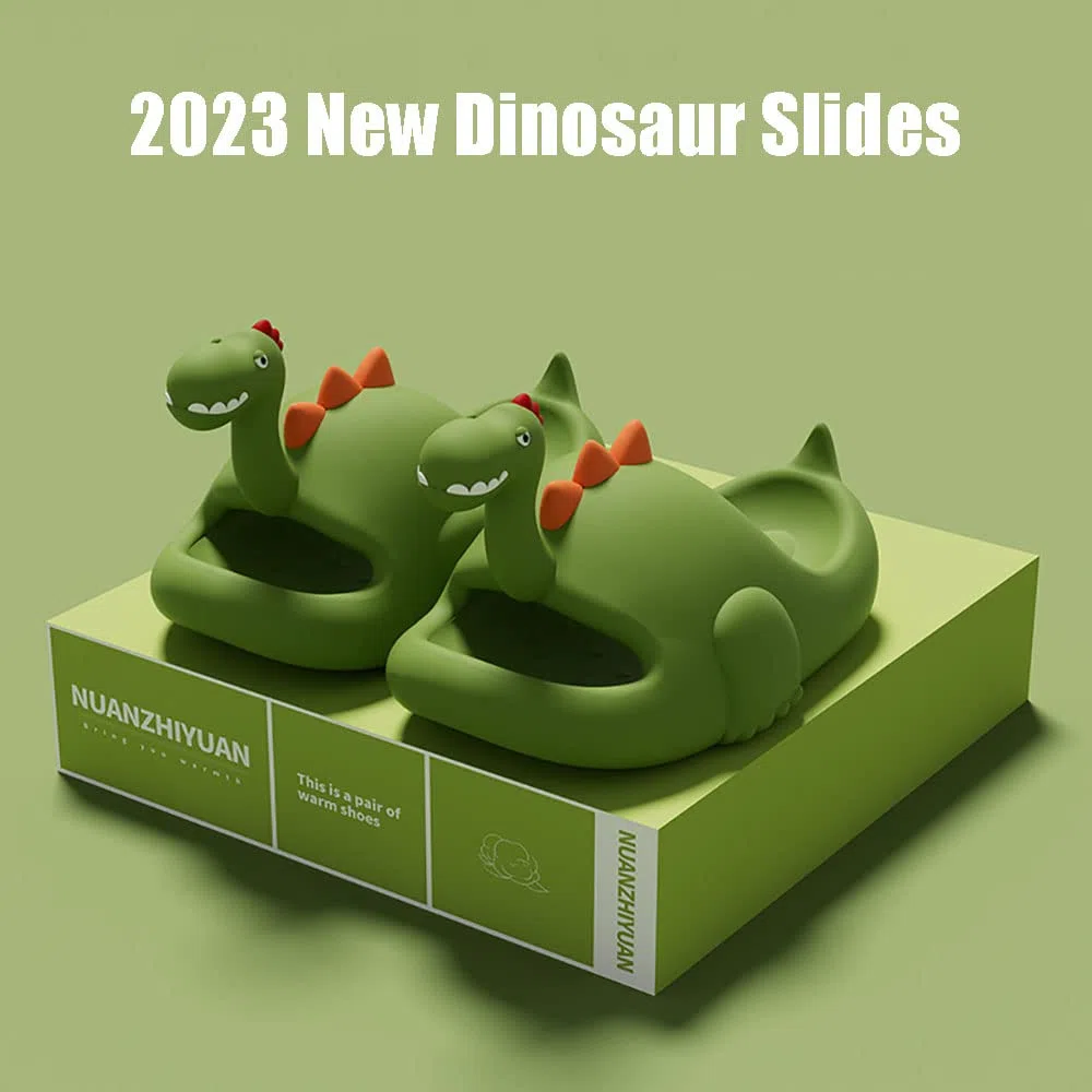 Zureto Sandales de bain amusantes en forme de dinosaure 3D mignonnes à bout ouvert