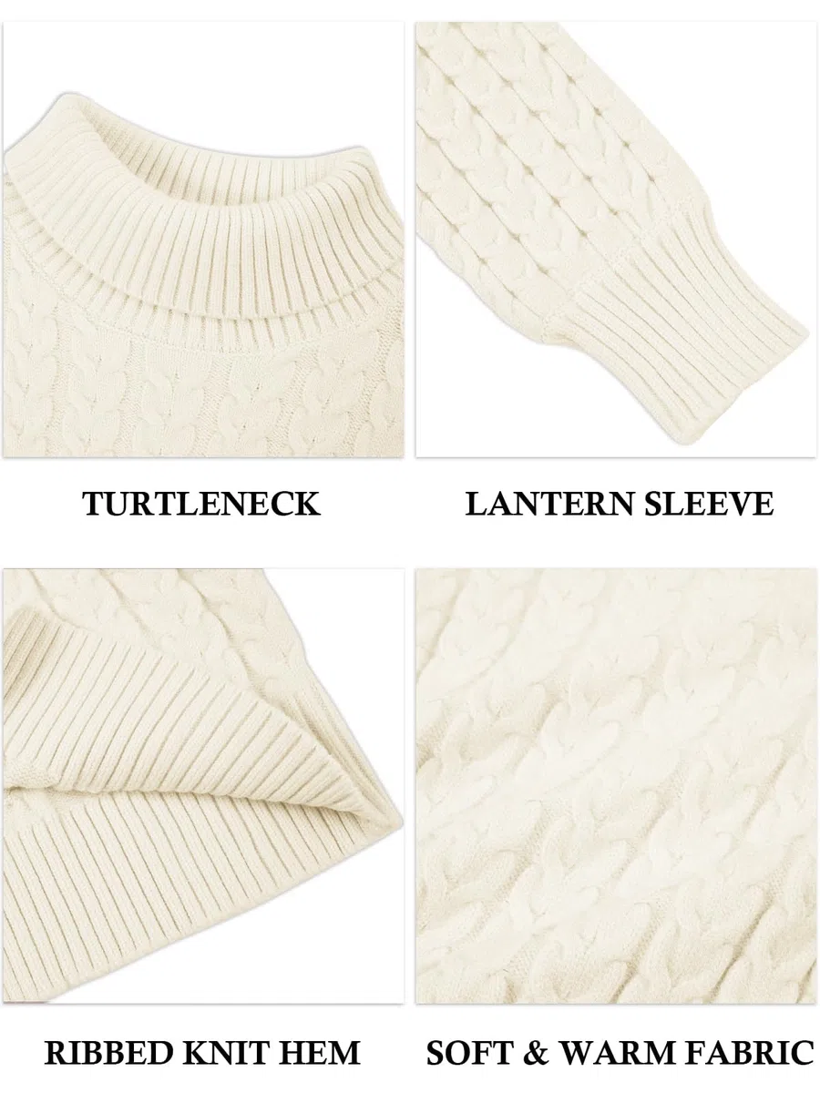 Haloumoning Pull Fille Col Roulé Manches Longues Pull Tricoté Lâche Casual Hauts Enfants Automne Hiver Sweater