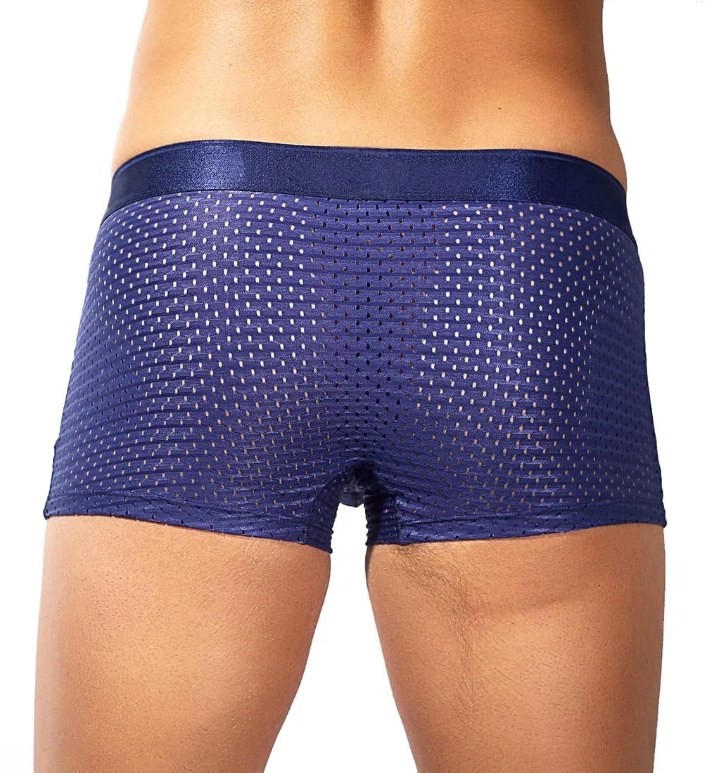 Boxer Homme Respirant, Mesh Shorties Soie Glacée, Transparence Sexy — sous-vêtement Ultra Cool et Confortable Caleçons
