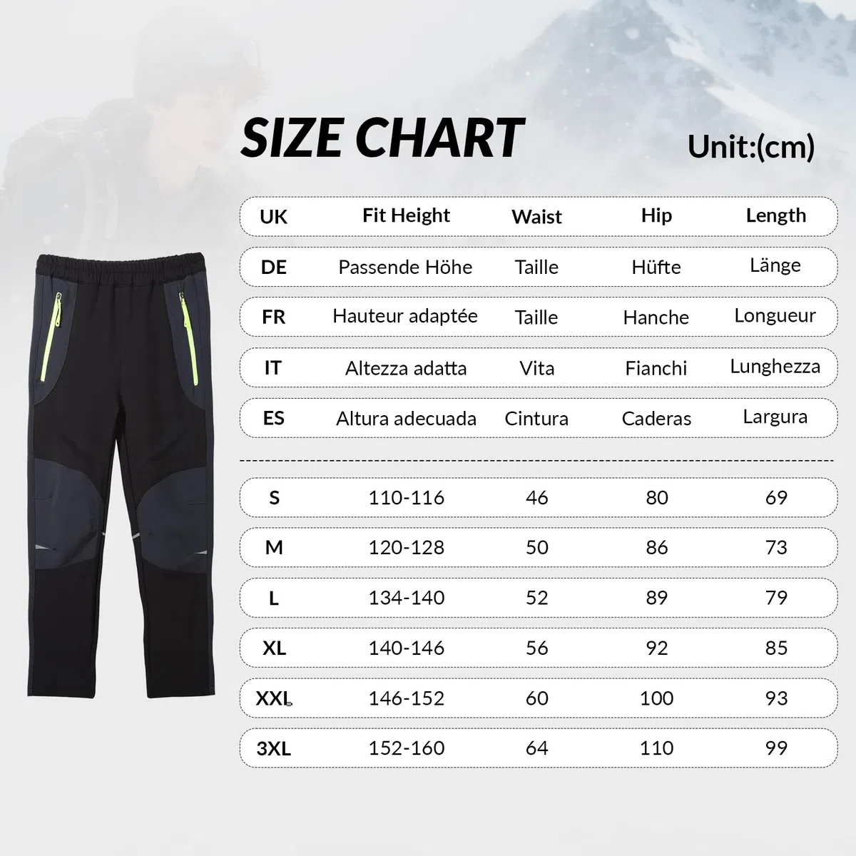 LHHMZ Pantalons d’extérieur garçon Pantalons de randonnée, Pantalon de Marche d’Hiver doublé Polaire, Pantalon de Ski de randonnée d’Hiver épaississant imperméable