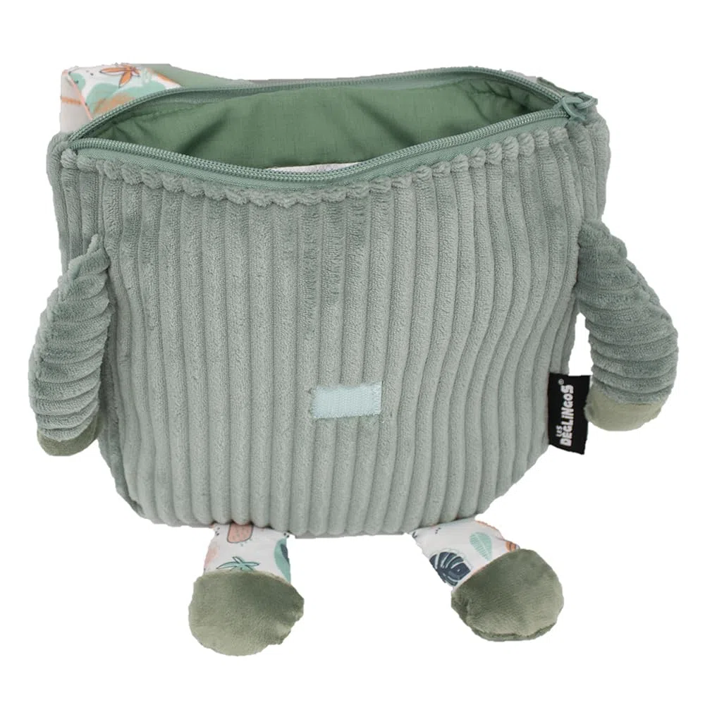 Les Déglingos - Sac à Dos velours - Chillos le paresseux - Ultra Doux - Peluche - Sac crèche ou nounou - Convient dès 18 mois - Cadeau bébé - Vert
