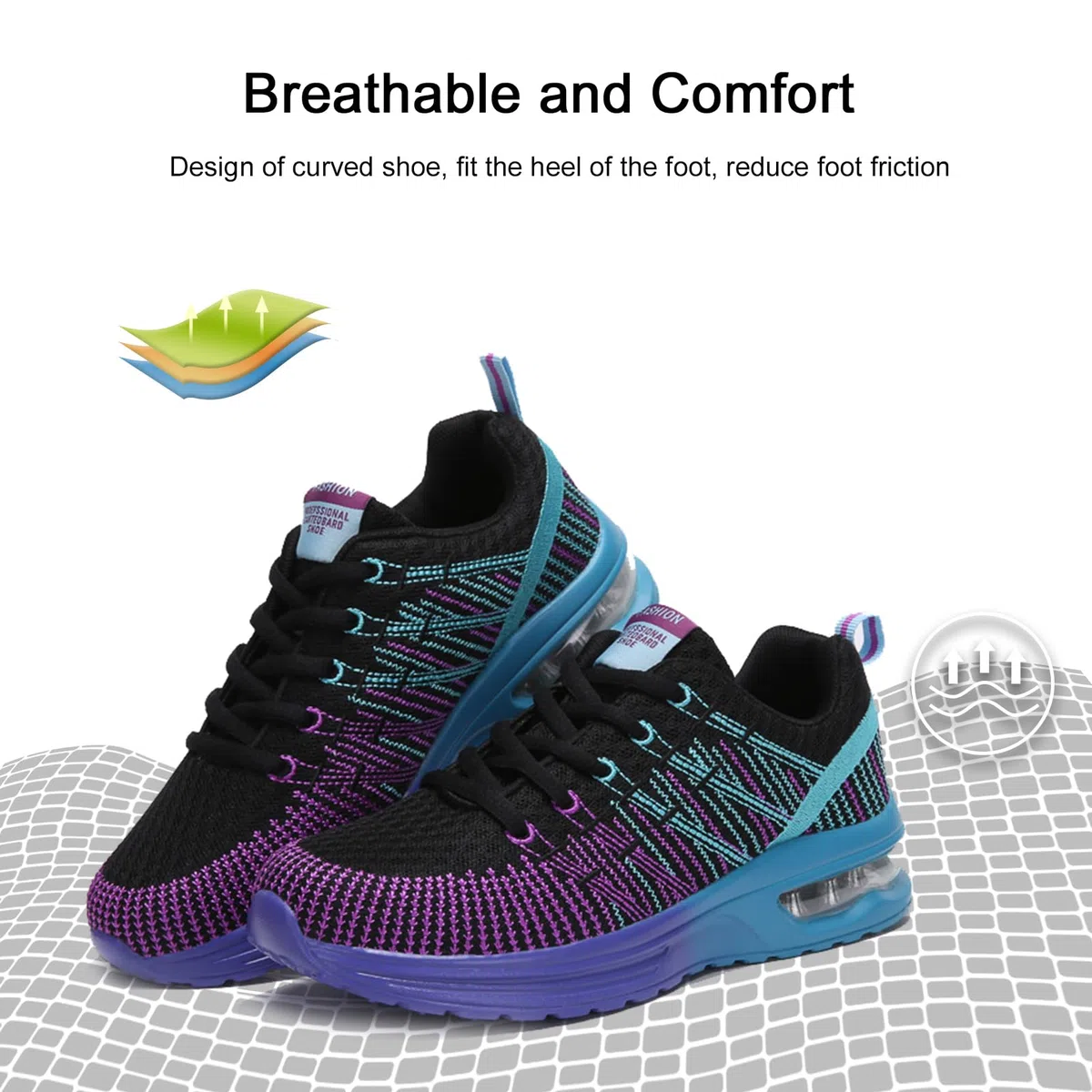 Hitmars Basket Femme Chaussures de Sport Running Sneaker Air Respirant Chaussures de Course Légères Chaussures de Running Fitness Gym Jogging Outdoor Noir Rouge Gris EU 36-42