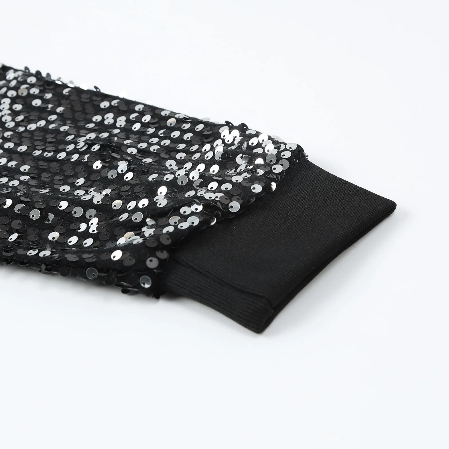 Veste Bomber Paillettes Baseball Homme 70 discothèque fête des années Brillant de Pilote Sequins métallisées années Baseball Carnaval Costume à Paillettes Courte Clubwear discothèque fête costumée