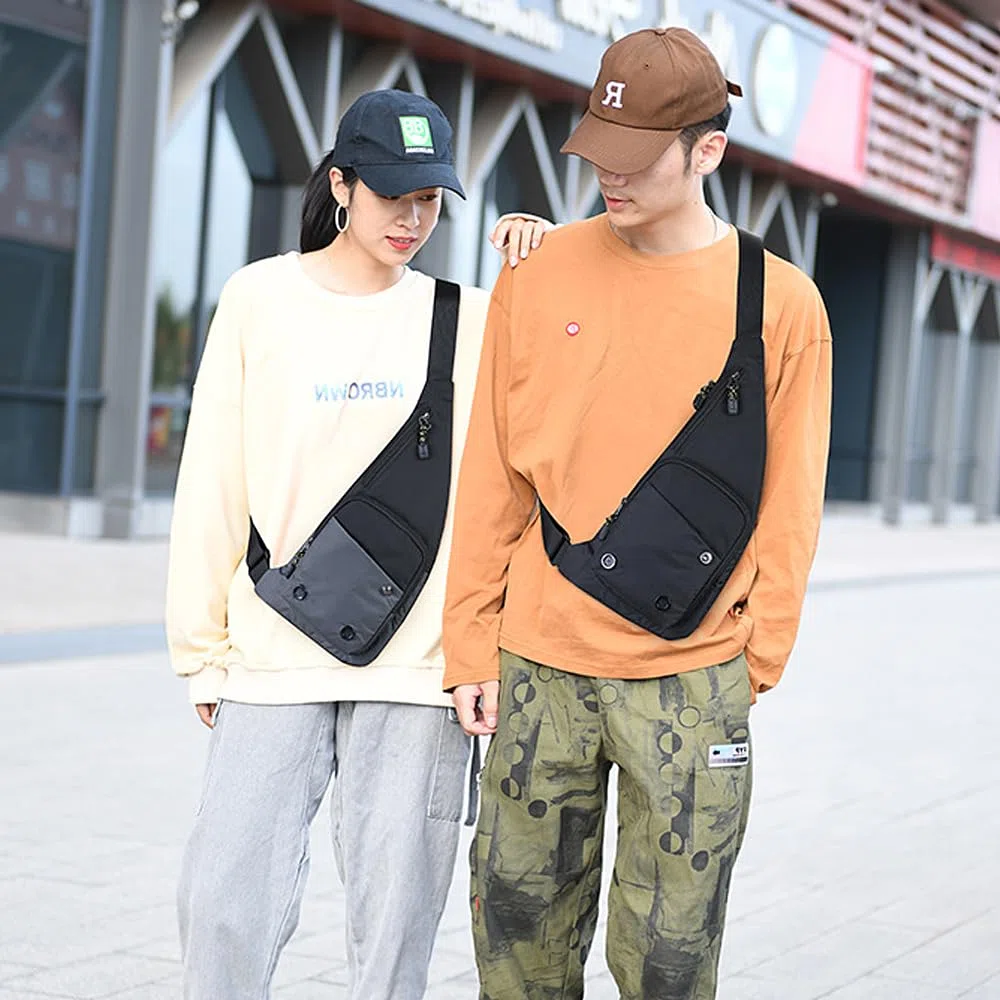 A-QMZL Sac à bandoulière pour homme et femme - Sac de poitrine fin et antivol - Imperméable et léger - Plusieurs poches - Sac à bandoulière pour voyage, sport, randonnée