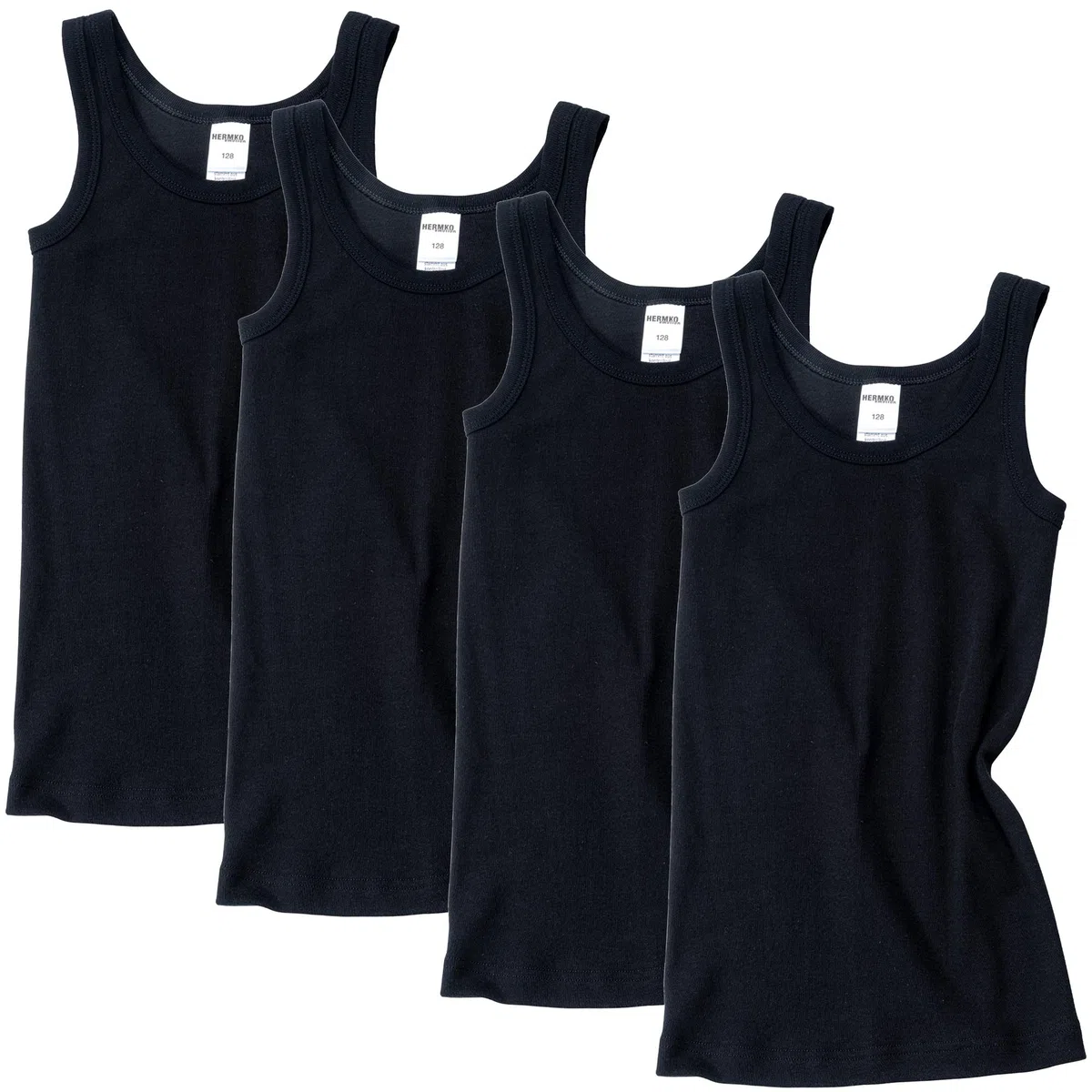 HERMKO 2800 - Lot de 4 Maillot de Corps Garçon en 100% Coton Biologique, Soumis au contrôle des substances nocives
