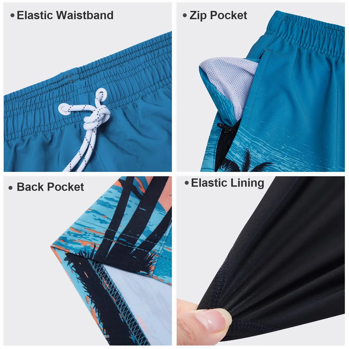 Arcweg Homme Short de Bain 2 en 1 à séchage Rapide Long Short de Bain avec Doublure de Compression Surf Short de Plage Extensible avec Poches à glissière S-XXL