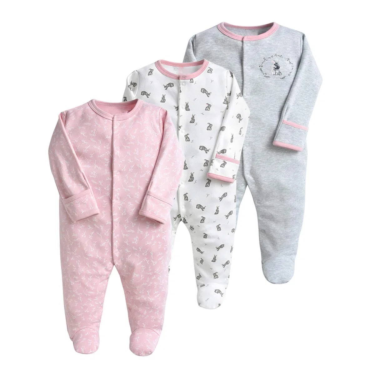 Bébé Pyjama Lot de 3, Grenouillères Manche Longues Combinaison 6-9 Mois