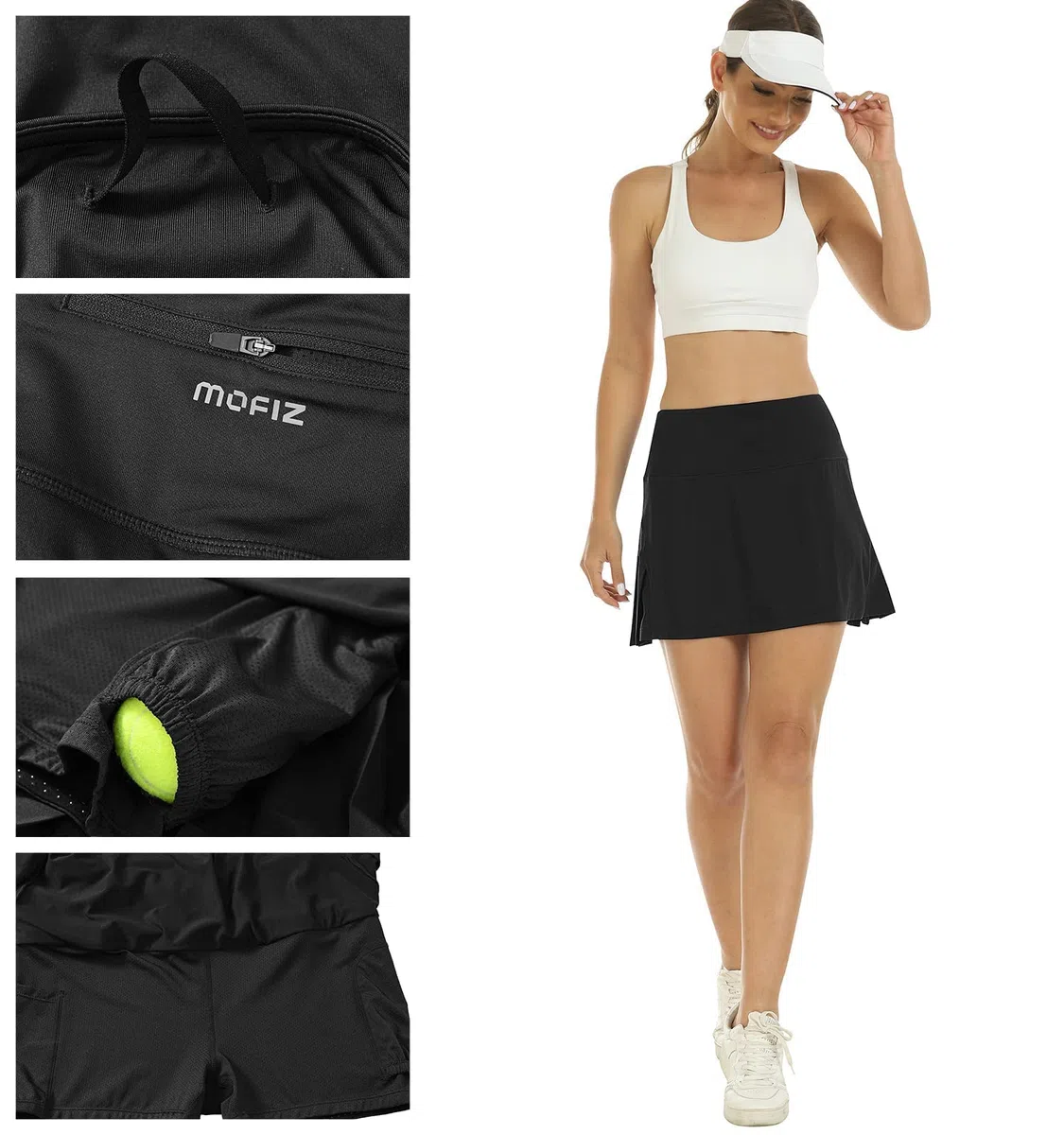 MoFiz Jupe Short Tennis Femme Sport Golf Mini Jupe Plissée Courte avec Poche Skort
