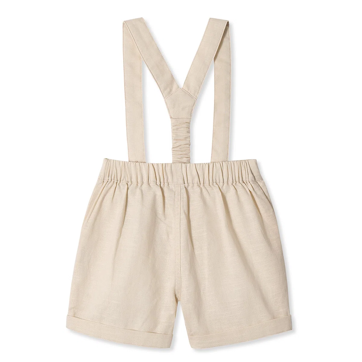 Volunboy Short à Bretelles pour Bébé Garçon, Short D'été Lin avec Bretelles et Nœud Papillon, 3 Pièces