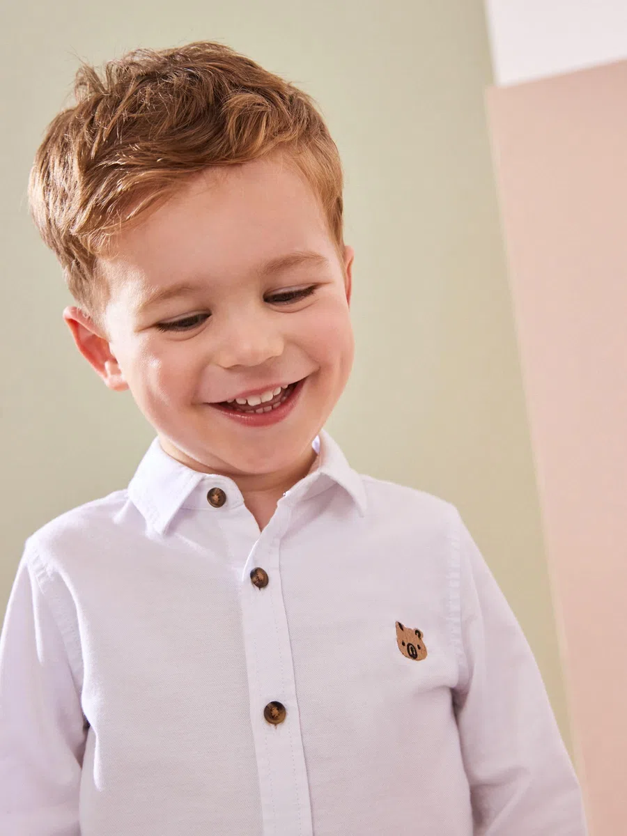 NEXT Garçon Chemise Oxford à Manches Longues White Character 9 Mois-12 Mois