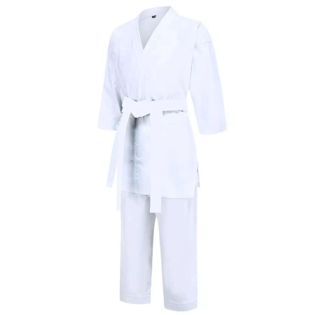 Kimono Judo Enfant avec Ceinture Garçon Confortable Professionnel Kimono Karaté Fille Col en V Tenue de Taekwondo