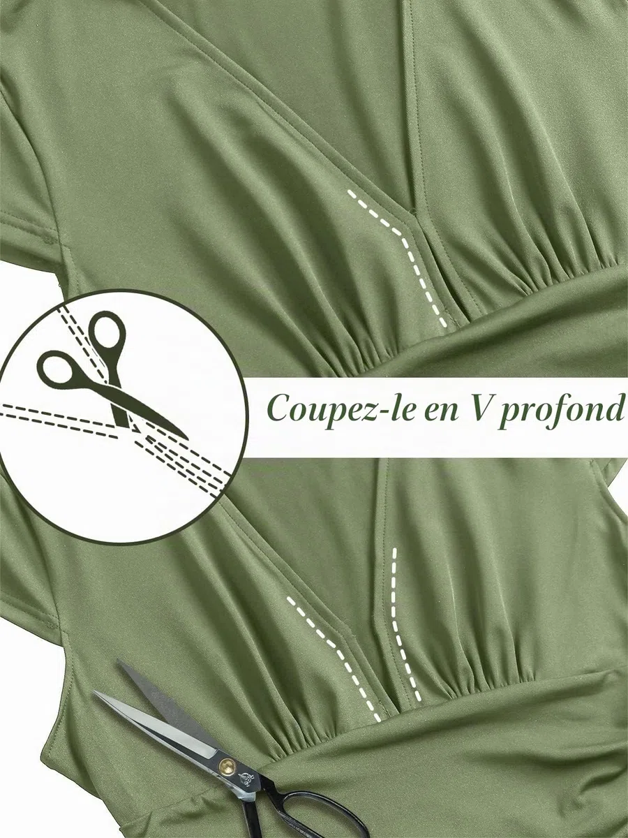 Robe Longue Femme Ete Robe de Plage Manches Courtes Robe D'été Casual col en V Taille Haute Robe Cocktail Demoiselle d'honneur Mariage Fête Aniversaire