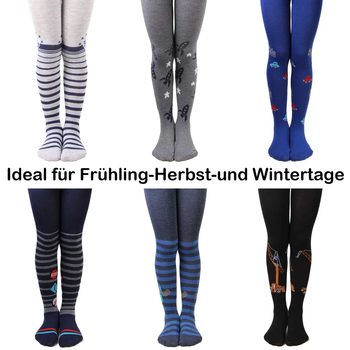 L&K-II Lot de 6 Ensemble de collants bébé et enfant pour garçons avec motif de football de voiture Dino multicolore 27253