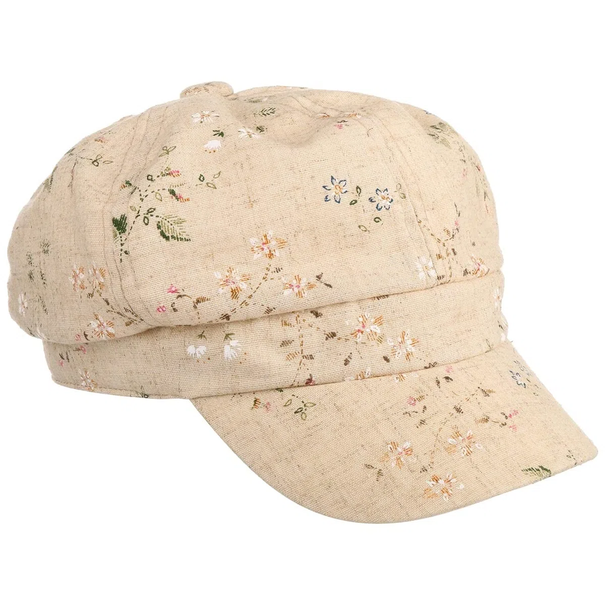 Lipodo Casquette Gavroche en Lin Flowers Femme - pour avec Etiquette Visiere, Visiere Printemps-ete Ete